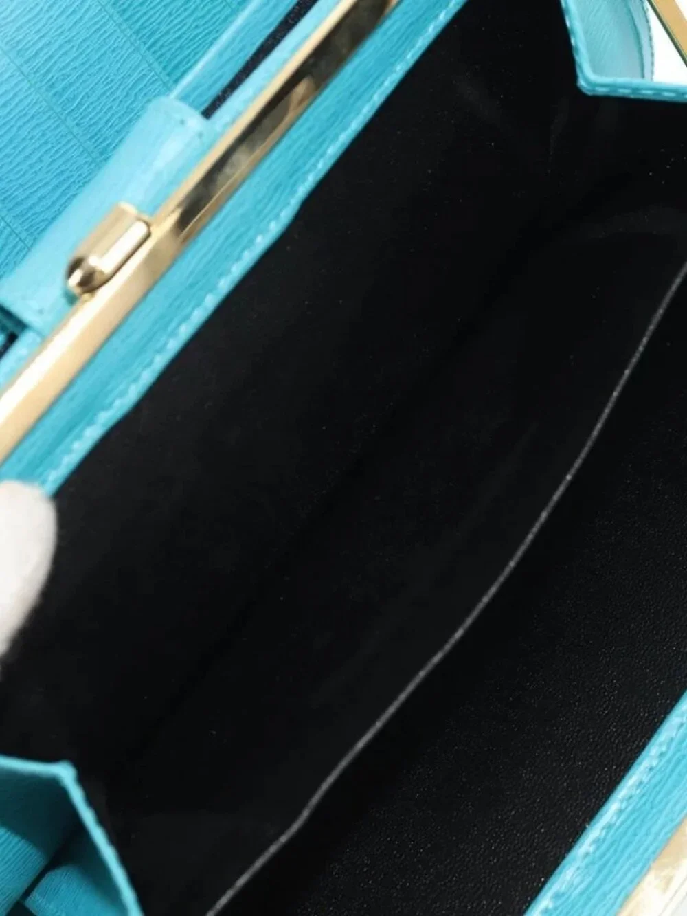 Christian Dior Long Wallet Leather Light Blue Gold Auth